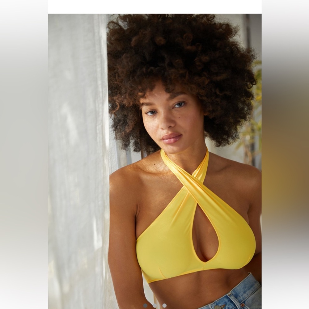 Yellow Halter bra crop Top